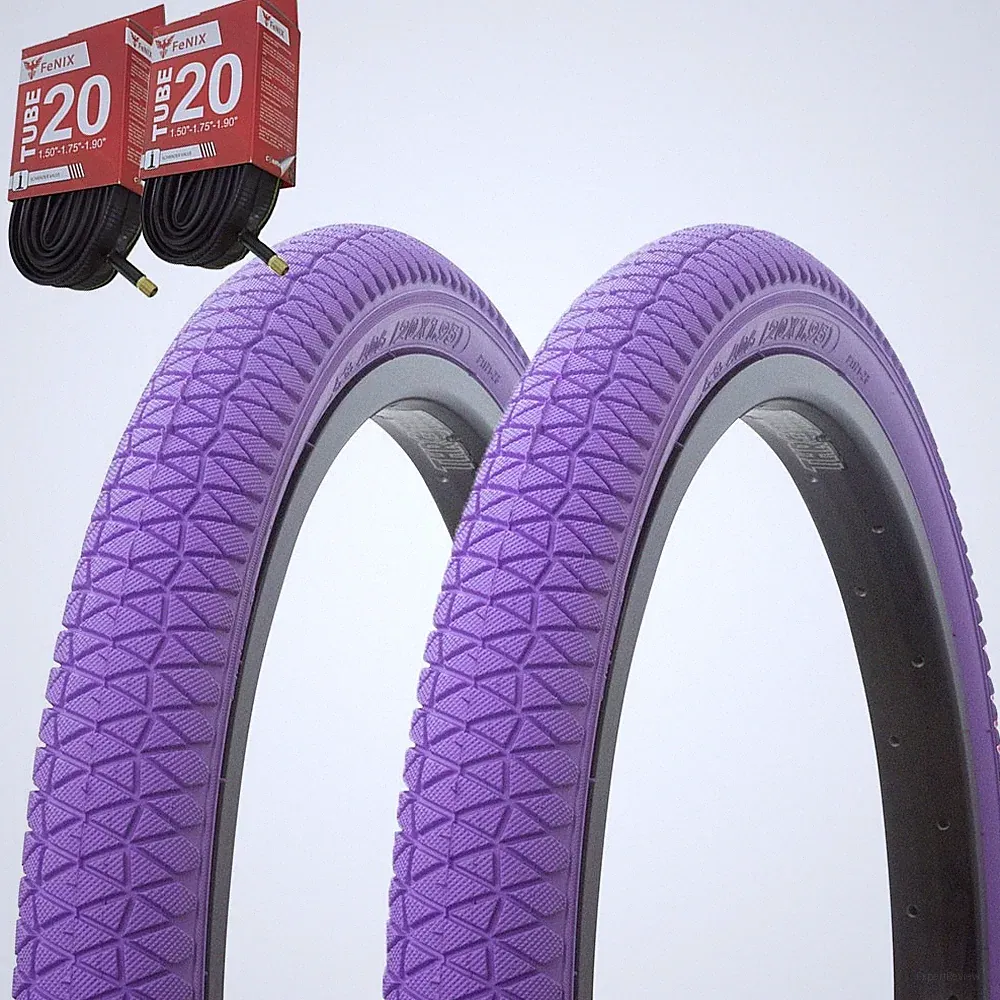 1PAIR! Bicycle Bike Tires & Tubes 20" x 1.95" Purple/Purple Side Wall P-1171