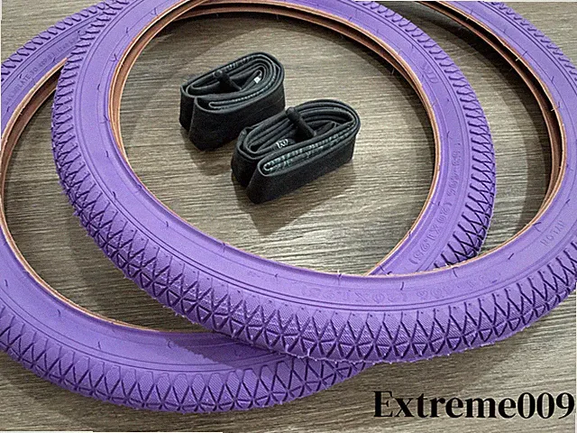 20" x 1.95 Bicycle PURPLE BMX Bike Street Tires & Tubes 20x1.95