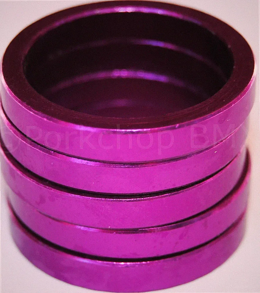 Bicycle MINI BMX ROAD MTB headset spacers 1" threadless (SET of 5) 5mm PURPLE