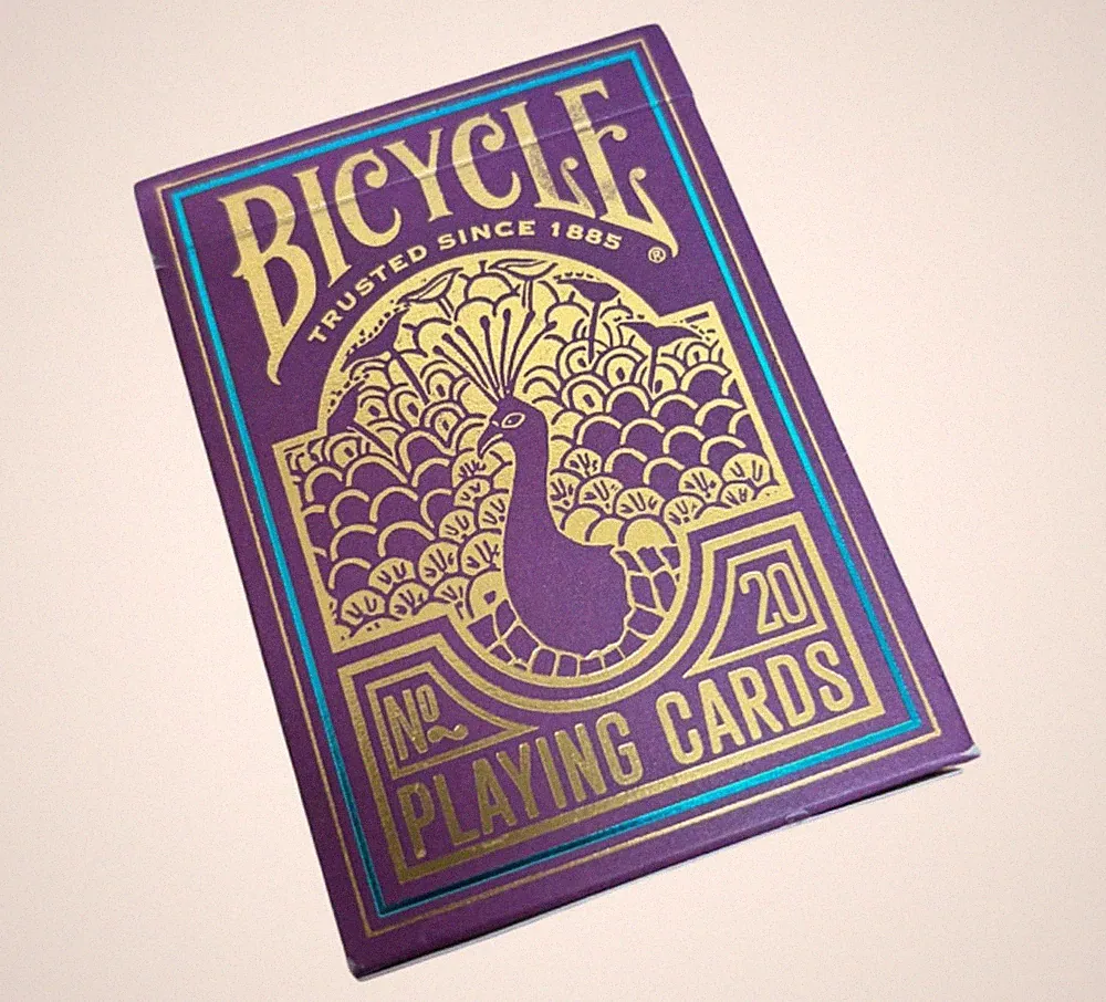 Bicycle Purple Gold Foil Peacock no. 20 Playing Cards US Playing Card Co OOP