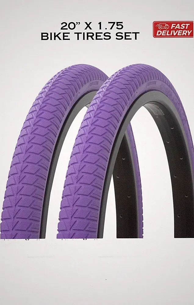Bicycle Tires Set 20" x 1.75 Purple BMX GT Street Slick PRO+ Bike