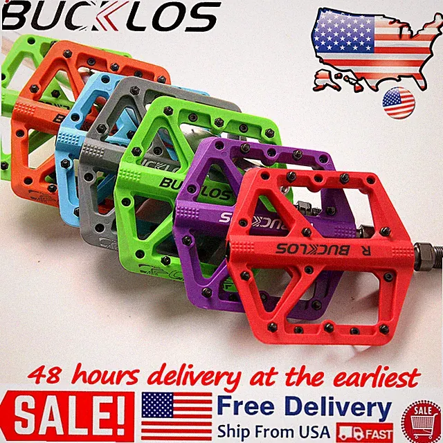 BUCKLOS MTB Road Bike Nylon Pedals Lightweight Widen 9/16" DU Bearing Pedals US