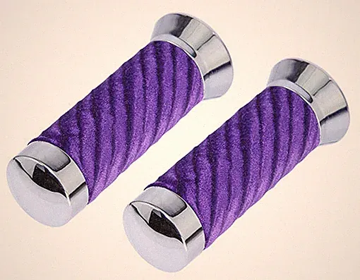 F&R LOWRIDER Bicycle Velour Swirl Grips Chrome OR Gold Cap Lowrider Bike Show