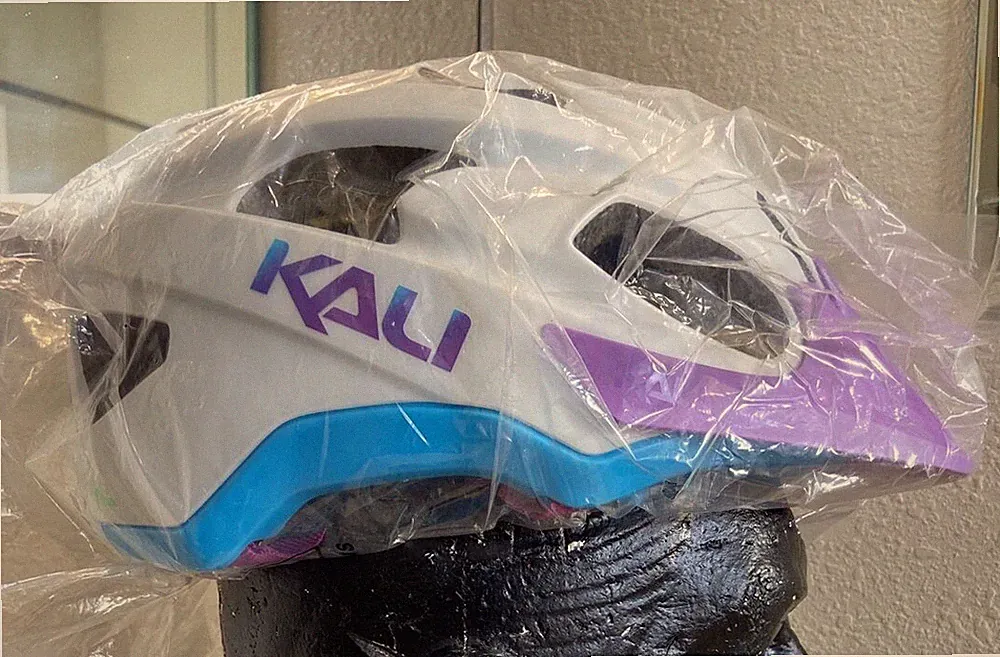 KALI PROTECTIVES PACE MTB Bicycle HELMET, SOLID MATTE WHITE/BLUE/PURPLE, L/XL