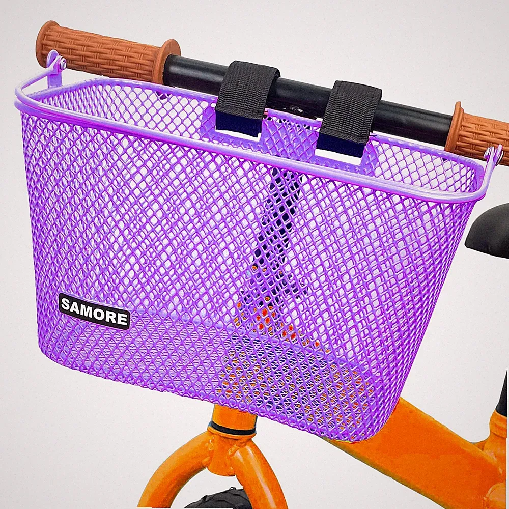 Kids Bike Basket Metal Purple Bicycle Basket for Girls & Boys Trike Scooter