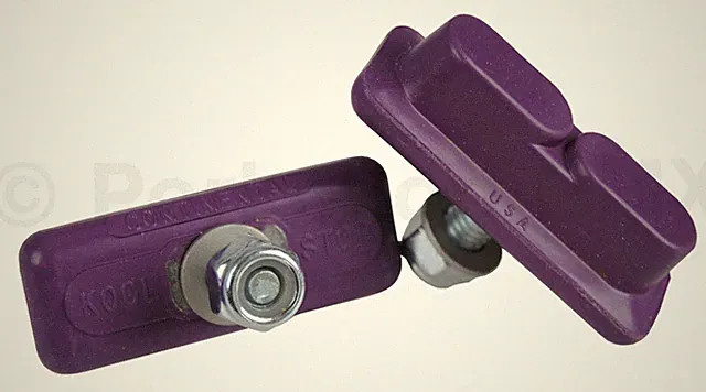 KOOL STOP Continental bicycle THREADED brake pads for Skyway Mags PURPLE (PAIR)