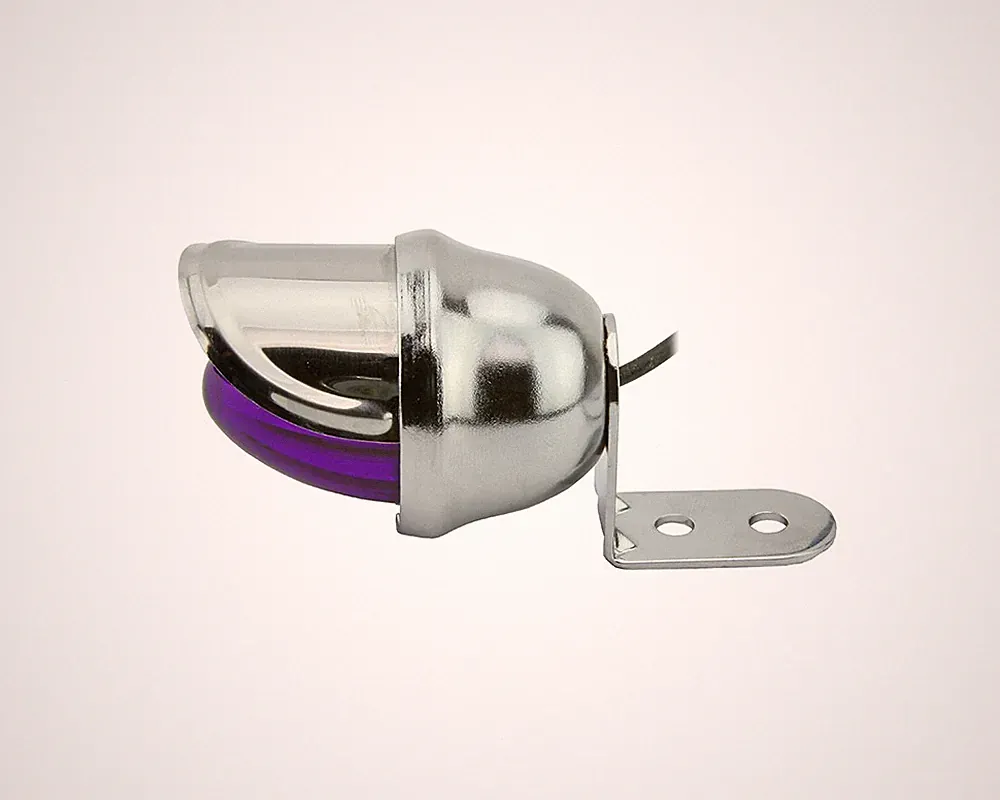 Lowrider Mini Bee Light Chrome Purple Lens Bullet Cruiser Bicycle Headlight Lamp