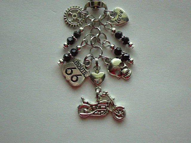 MOTORCYLE SKULL CHARM LOVE TO RIDE BIKE KEY CHAIN BAG CHARM CELL PHONE CHARM