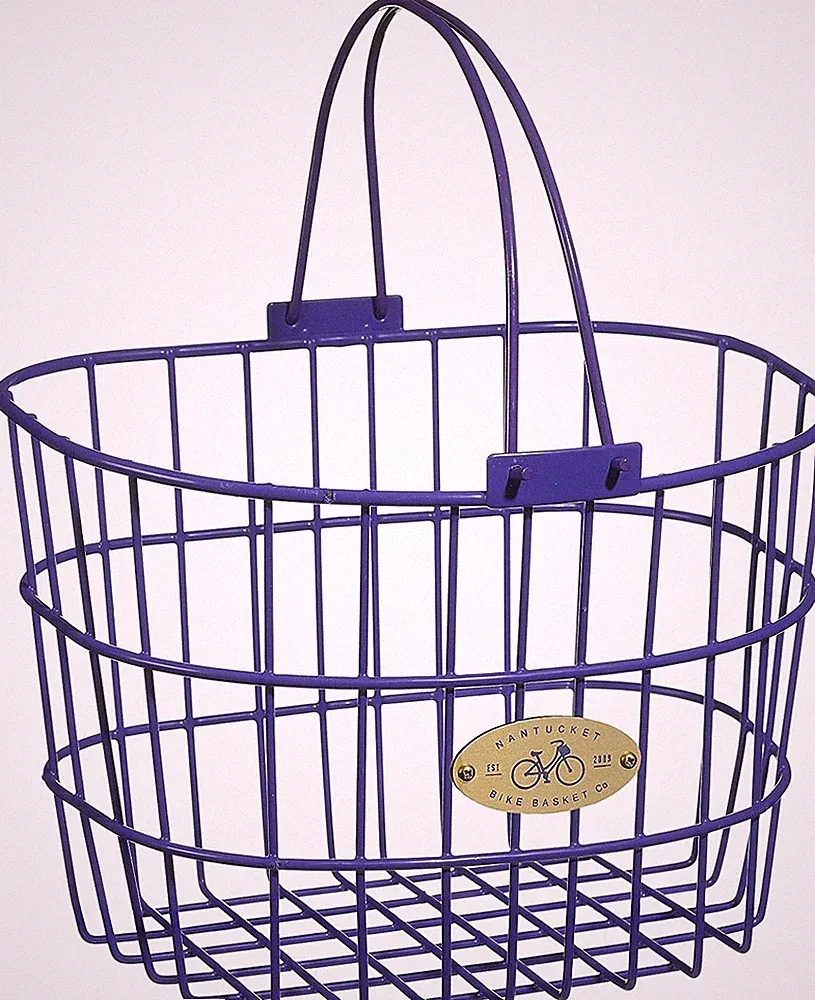 Nantucket Bicycle Basket Co. Surfside Adult Wire D-Shape Basket, Purple