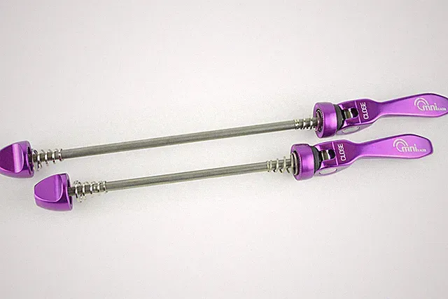 OMNI Racer Quick Release Road Mountain Bicycle Wheel Skewers Stainless: PURPLE