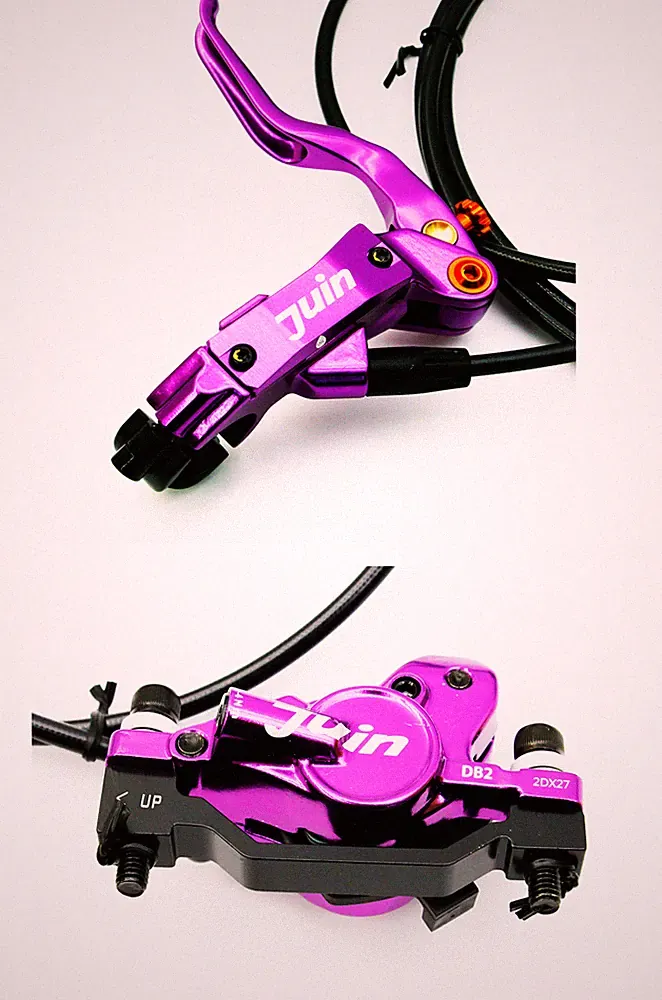 Purple Juin Tech DB2 Mountain Bicycle Hydraulic Disc Brake Set F/R w/ Rotors