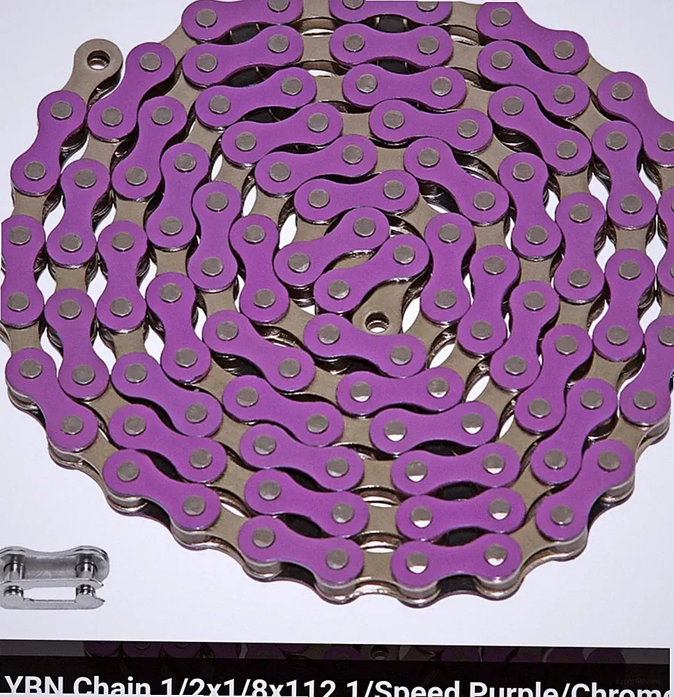 SINGLE SPEED BICYCLE CHAIN PURPLE & CHROME 1/2"X1/8"X 112,CRUISER,BMX