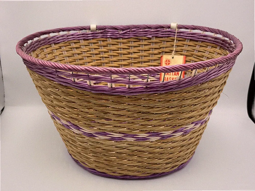 Vintage 1960s Schwinn NOS New Rattan Woven Purple Bicycle Basket Part 00-774