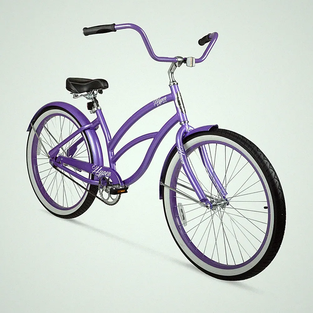 Women's 26" Classic Beach Cruiser Bike Steel Frame, Single-Speed, Purple